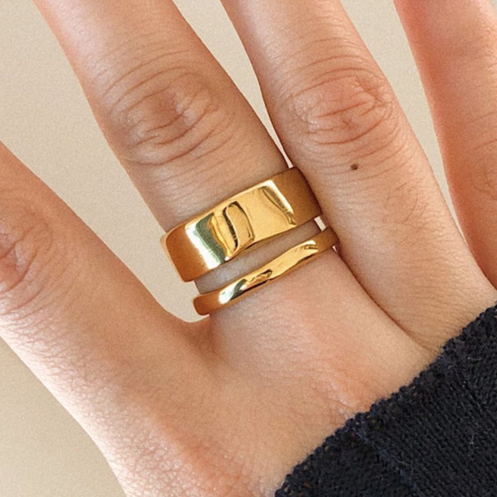 NEW 18K Gold Plated Chunky Layer Ring